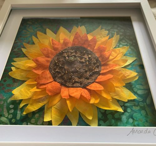 Amanda, Sunflowers, fabric.